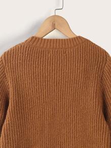 Girls Twist High Low Hem Jumper - Coffee Brown - View 5