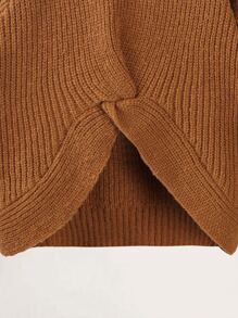 Girls Twist High Low Hem Jumper - Coffee Brown - View 6
