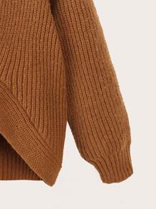 Girls Twist High Low Hem Jumper - Coffee Brown - View 7
