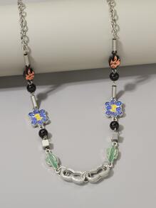 時尚流行男士仙人掌裝飾項鍊不銹鋼，適合度假和時尚外觀 - 彩色 - 查看 1