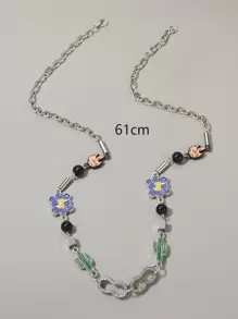 時尚流行男士仙人掌裝飾項鍊不銹鋼，適合度假和時尚外觀 - 彩色 - 查看 3