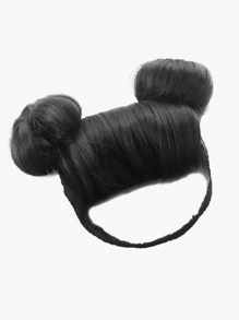 Baby Short Straight Synthetic Hair Extension - Black - View 2