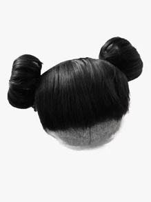 Baby Short Straight Synthetic Hair Extension - Black - View 3