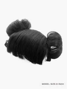 Baby Short Straight Synthetic Hair Extension - Black - View 4