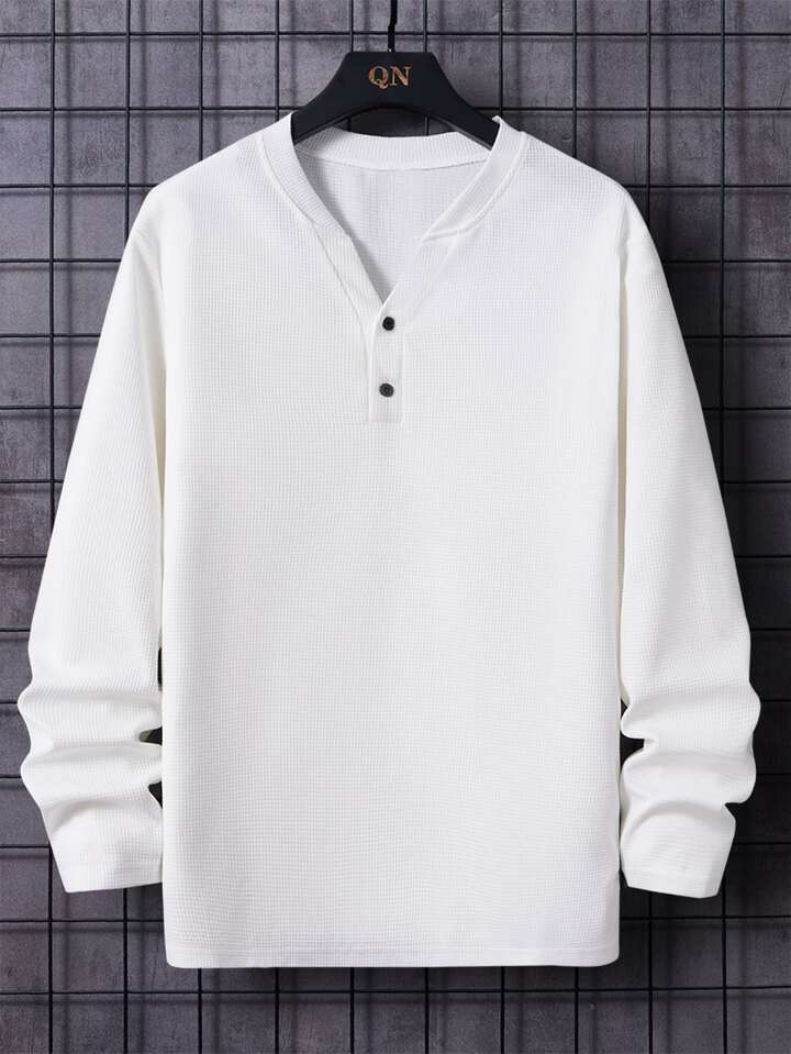 Manfinity Homme Men Quarter Button Tee | SHEIN EUQS 