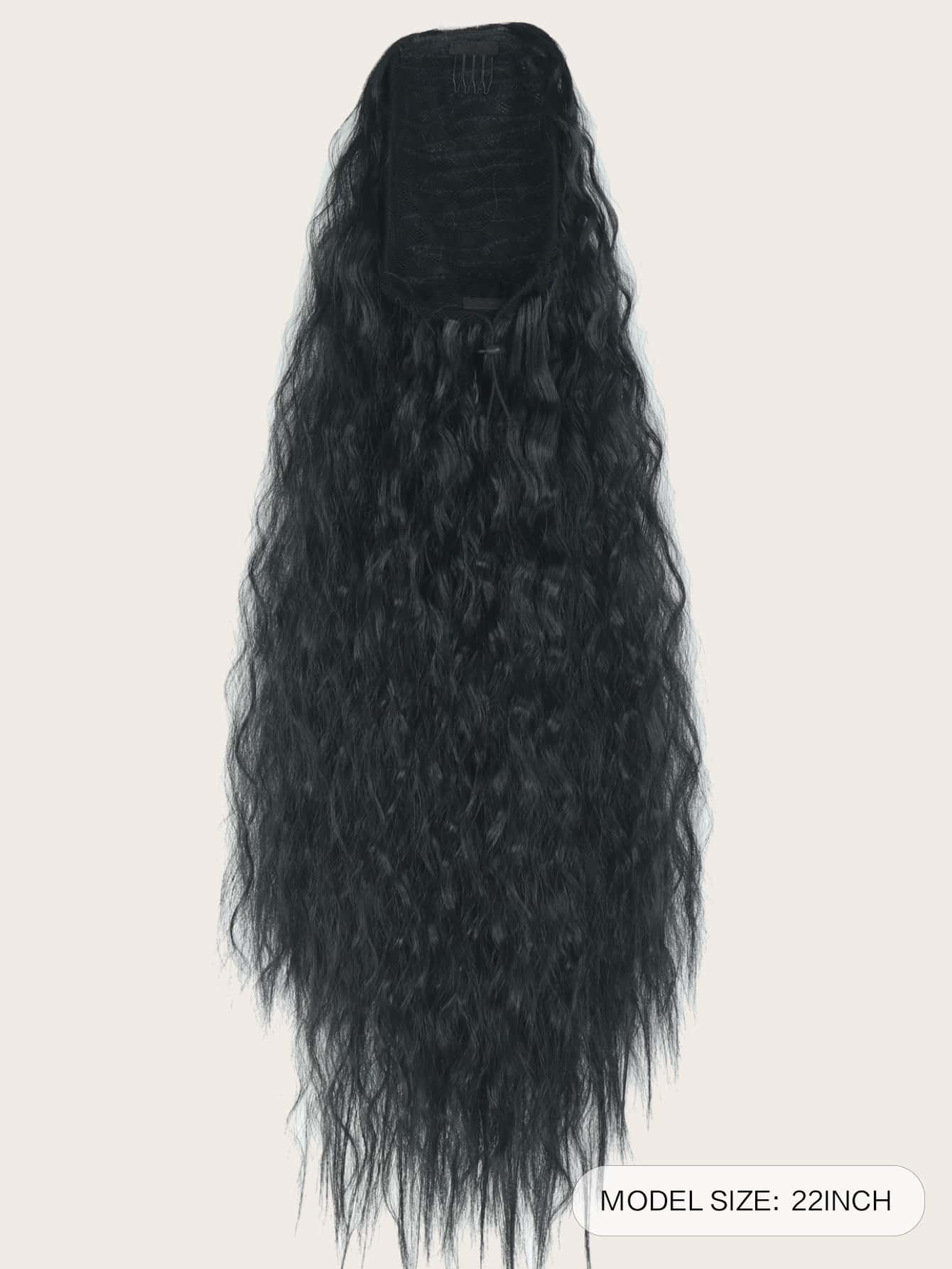 Long Curly Ponytail Hair Extension - Black - View 2