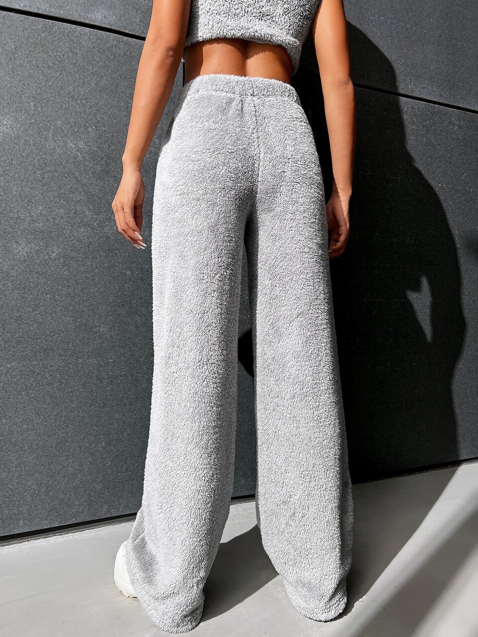 High Waist Flannel Straight Leg Pants