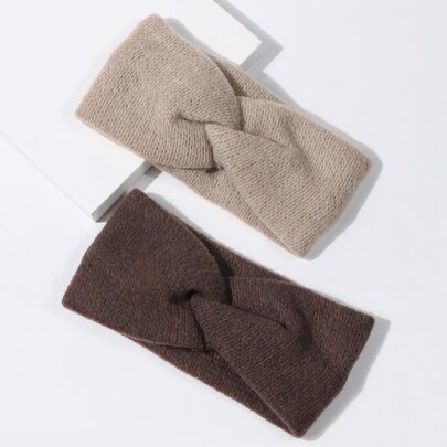 2pcs Solid Twist Hair Band