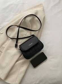 輕便商務休閒迷你格子壓花方形包適合青少年女孩女大學生、菜鳥和白領非常適合辦公室、大學、工作、商務、通勤、戶外、旅行、郊遊 - 黑色 - 查看 6