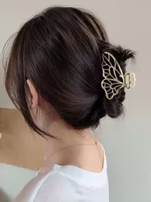 Hollow Out Butterfly Design Hair Claw Street - Gold - View 2