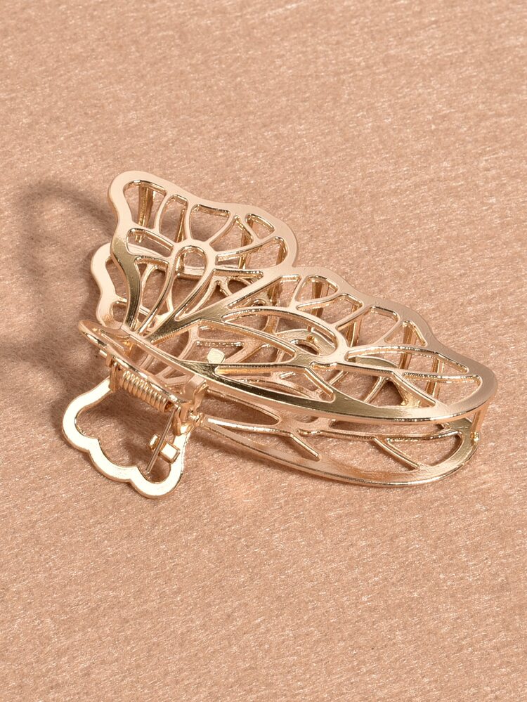 Hollow Out Butterfly Design Hair Claw Street - Gold - View 5
