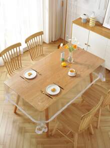 蕾絲邊透明桌布 - 無色 - 查看 2