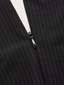 SHEIN EZwear 大碼字母圖案方領連身短褲 - 黑色 - 查看 4