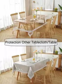 蕾絲邊透明桌布 - 無色 - 查看 5