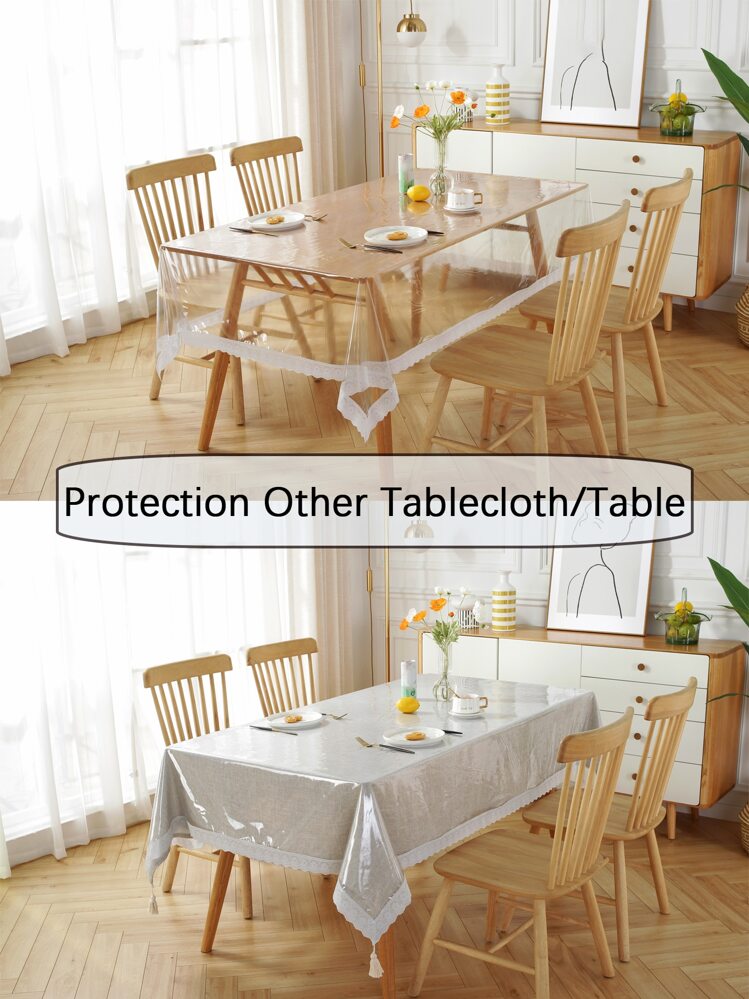 Khăn trải bàn trong suốt bằng ren - Trong sáng - Xem 5