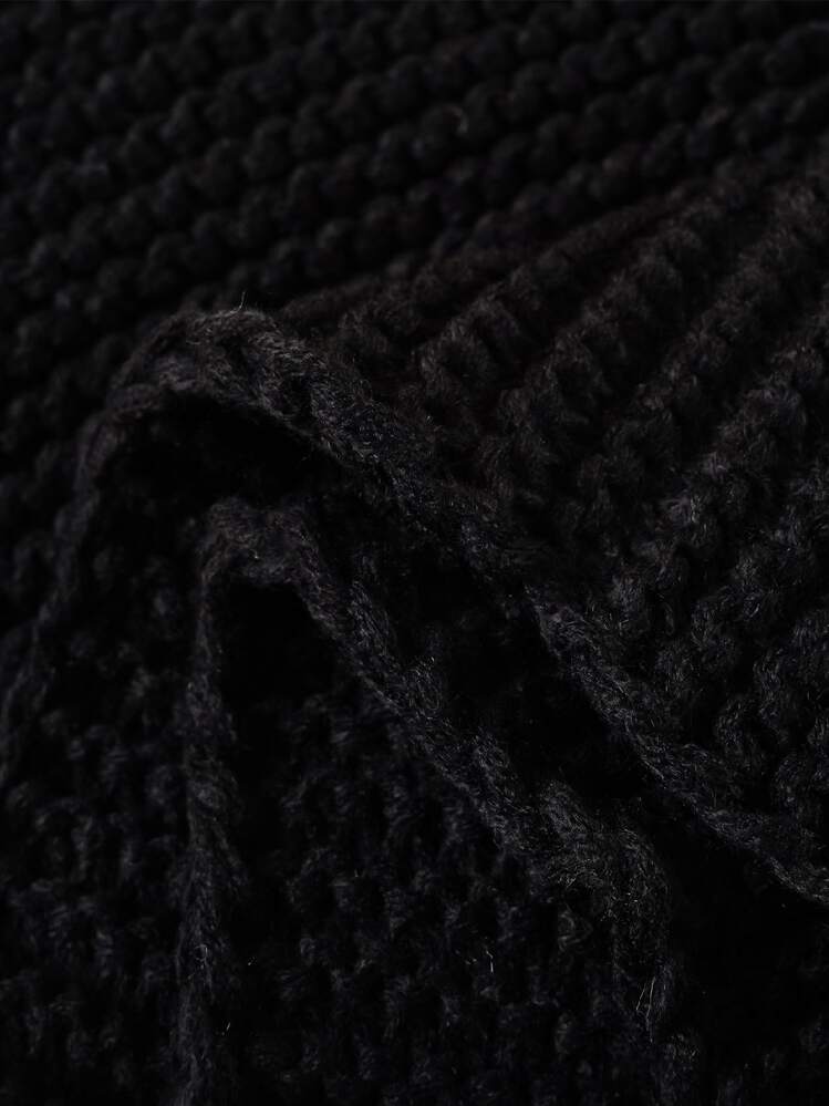 1 st stickad varm halsduk för barn, lämplig för vardagsbruk på hösten/vintern - Svart - Visa 4