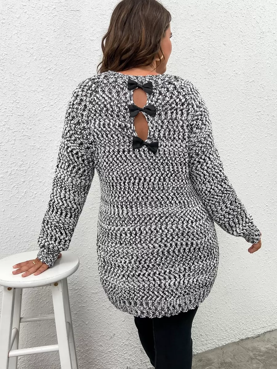 SHEIN Clasi Plus Bow Back Raglan Sleeve Jumper