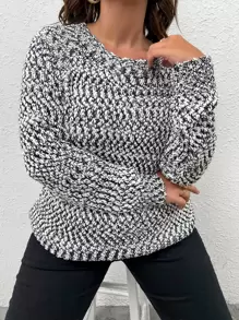 SHEIN Clasi Plus Bow Back Raglan Sleeve Jumper