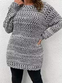 SHEIN Clasi Plus Bow Back Raglan Sleeve Jumper