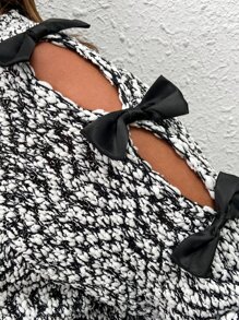 SHEIN LUNE Plus Bow Detail Cutout Jumper - Light Grey - View 6