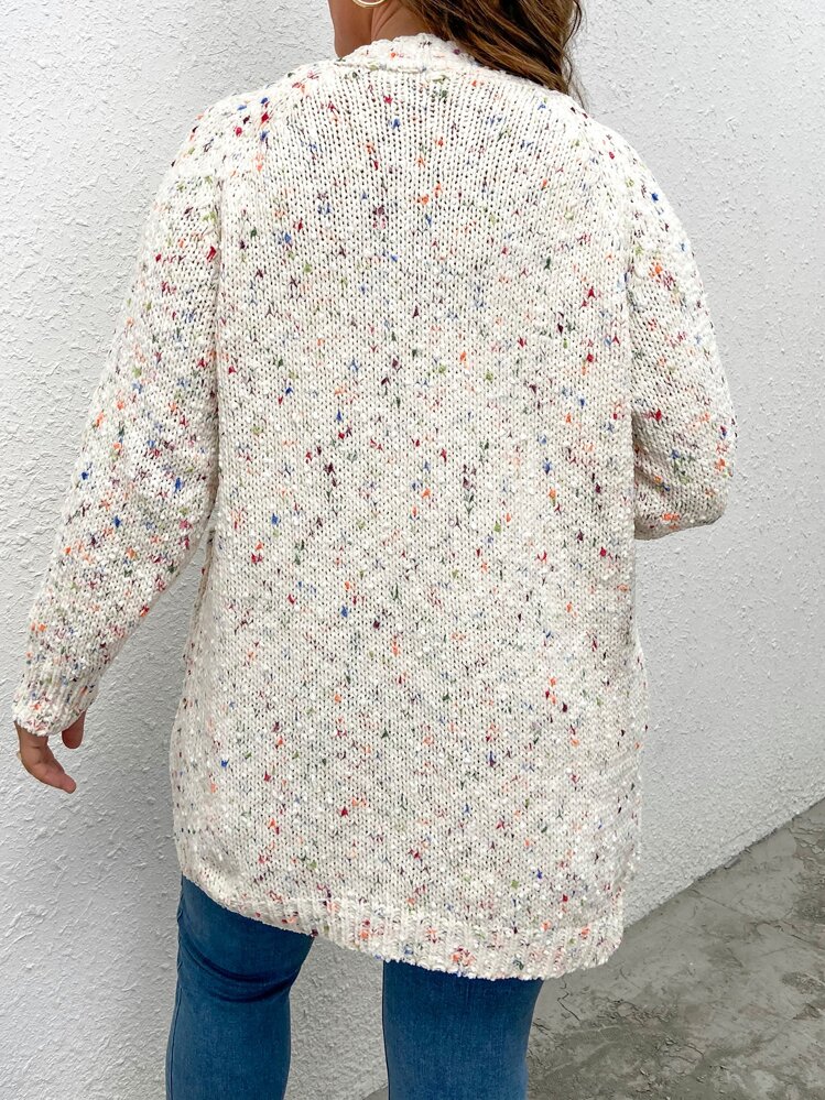 Calvaya Cárdigan de punto de palomita de maíz de hombros caídos - Blanco - Añade 2