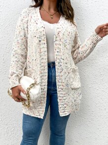 Calvaya Plus Popcorn Knit Drop Shoulder Cardigan Fall Winter Cloth For Women Autumn - White - View 5