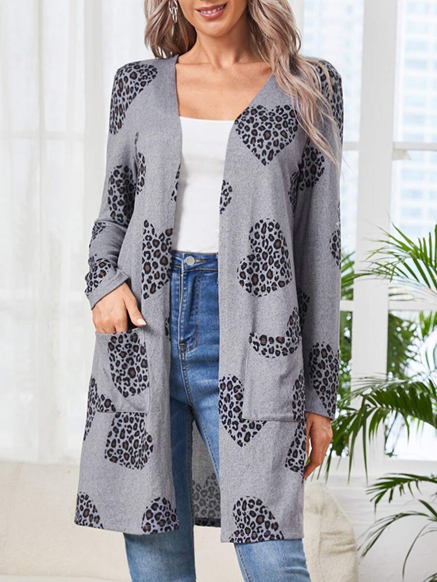 EMERY ROSE Áo khoác nữ Tim In hoa Báo Giải trí - màu đen - Xem 1