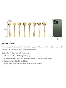6pcs Random Stainless Steel Flower Spoon, Gold Creative Flower Stirring Spoon For Coffee Dessert,Kitchen,Christmas Gift