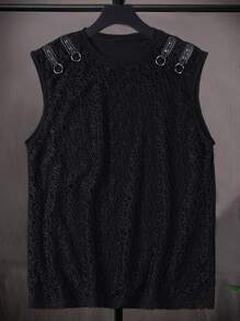 Manfinity Hombres Top tank unicolor - Negro - Ver 1