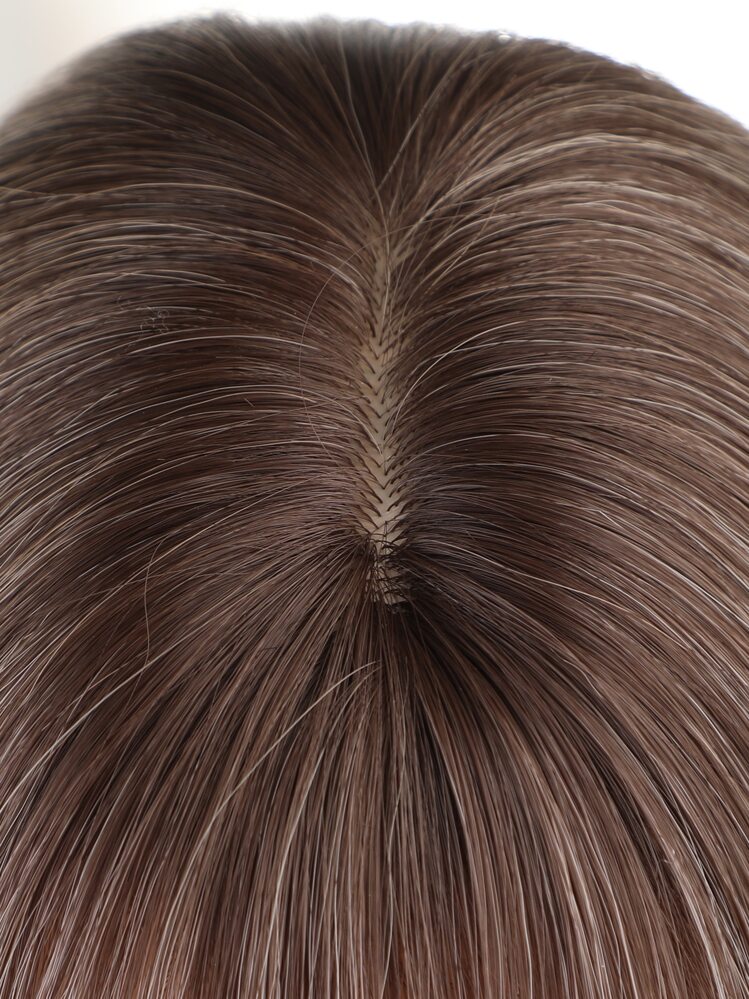 Pelucas sintéticas HAIRCUBE de 22 pulgadas para mujer, color gris marrón ombre con múltiples colores, rizado largo con flequillo, elegante para uso diario - Multicolor - Añade 5