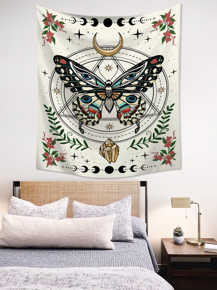 蝴蝶印花掛毯,1片裝 - 彩色 - 查看 4