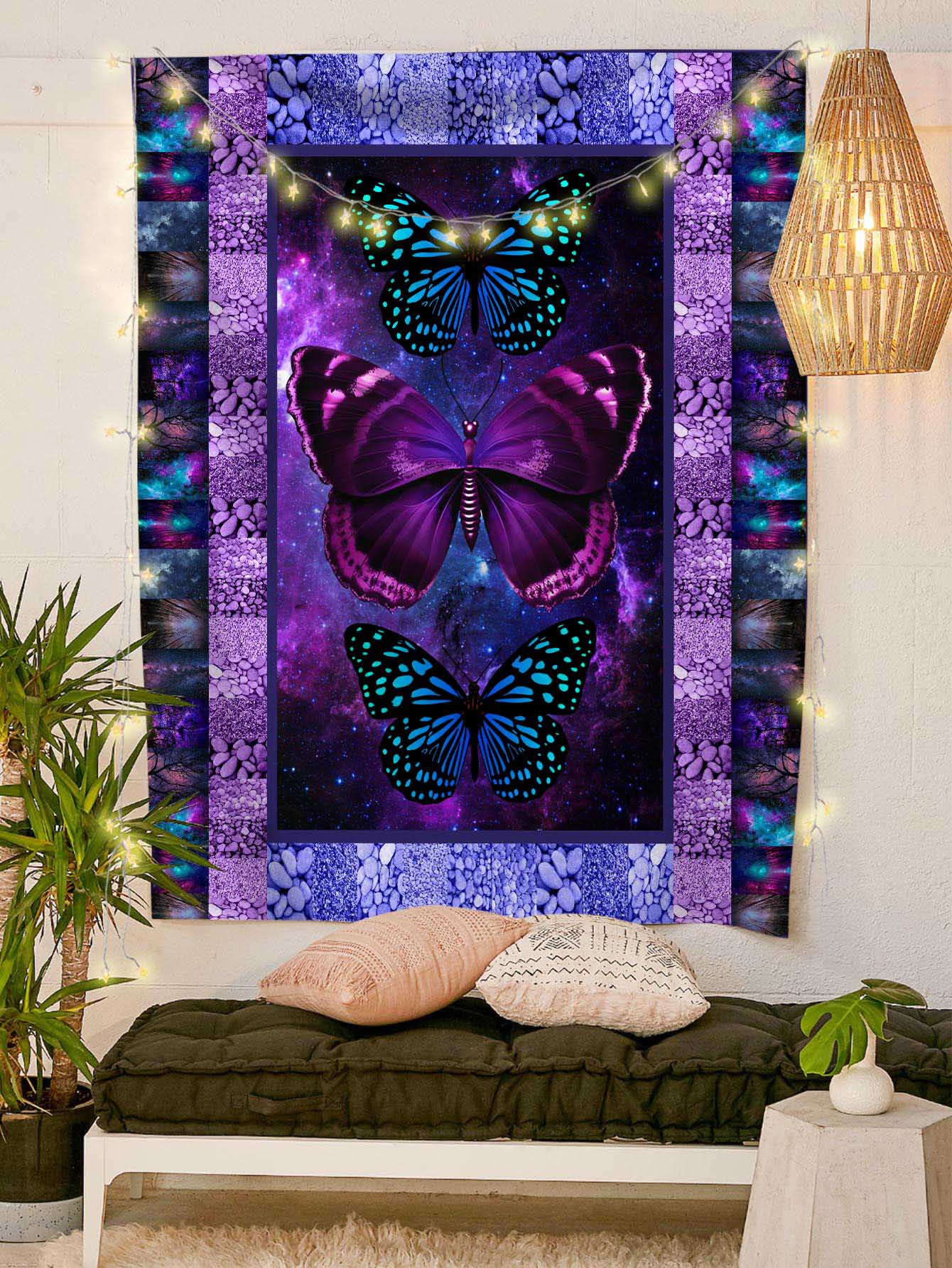 蝴蝶圖案掛毯 - 彩色 - 查看 1