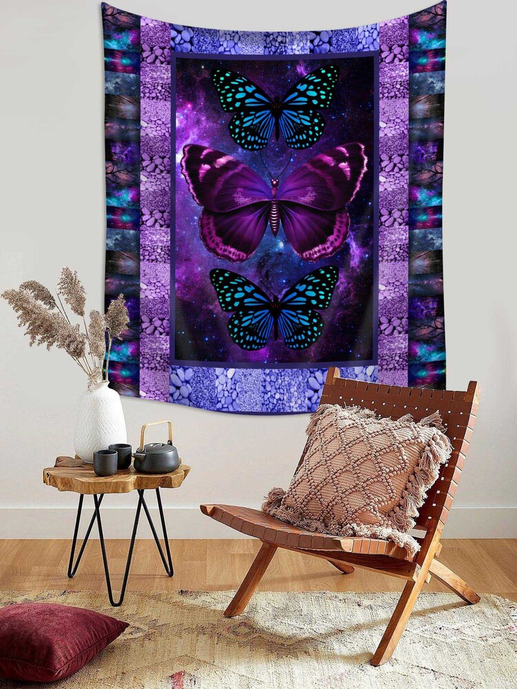 蝴蝶圖案掛毯 - 彩色 - 查看 4