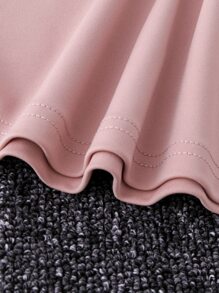 Tween Girl Contrast Tape Bow Front Dress - Pink - View 3