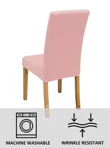 1 cái/4 cái/6 cái/8 cái/10 cái Vỏ bọc ghế lụa sữa màu trơn, Vỏ bọc ghế ăn bằng polyester co giãn - Hồng - Xem 6