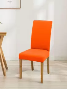 1 pieza/4 piezas/6 piezas/8 piezas/10 piezas Fundas elásticas de seda de leche de unicolor para sillas, protectores de sillas de comedor de poliéster - Naranja - Ver 2