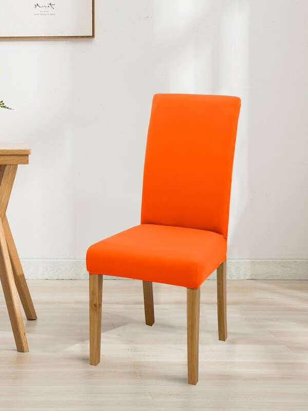1pc/4pcs/6pcs/8pcs/10pcs Milk Silk Solid Color Elastic Chair Covers, Polyester Dining Chair Protectors