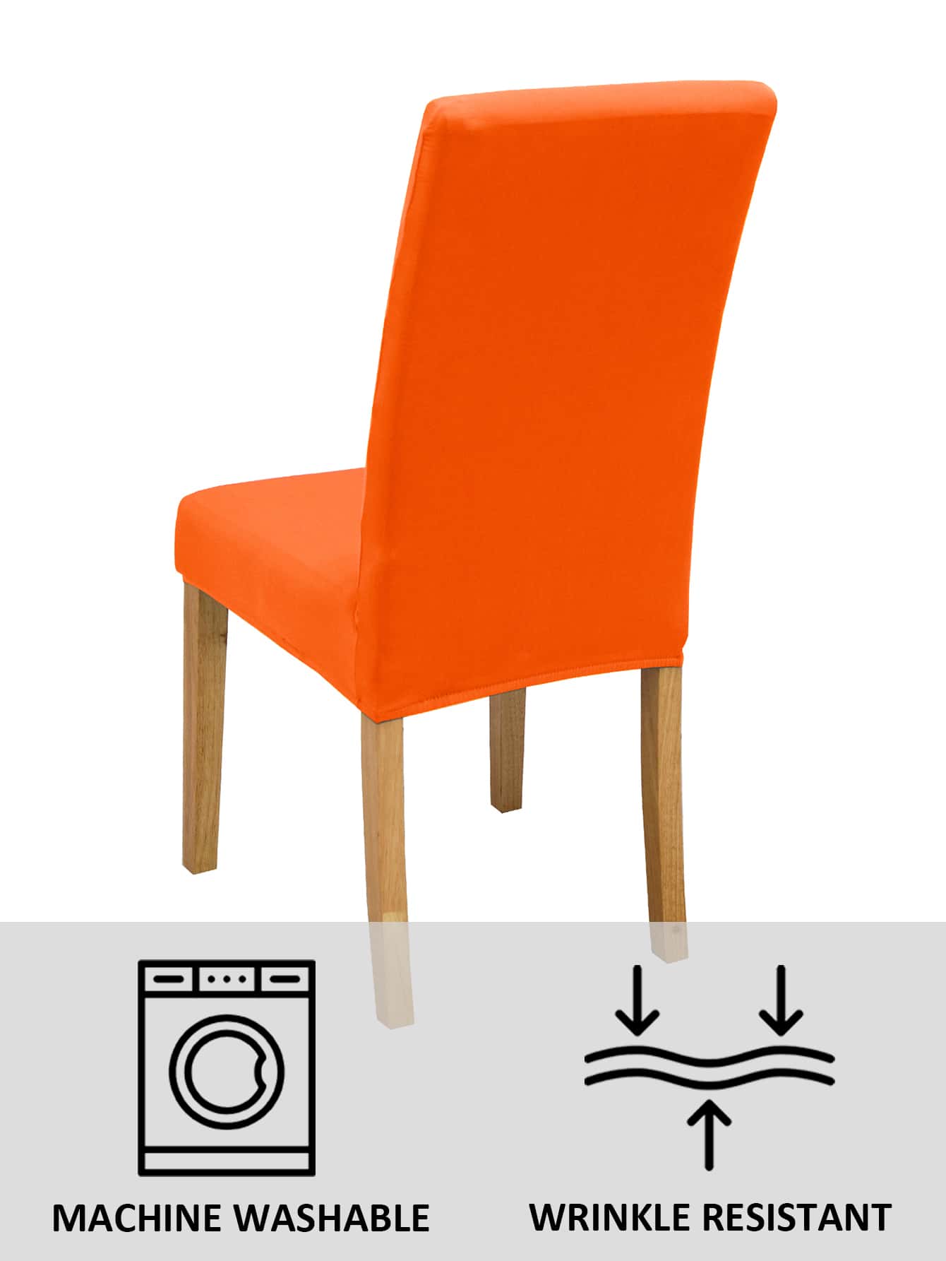 1 pieza/4 piezas/6 piezas/8 piezas/10 piezas Fundas elásticas de seda de leche de unicolor para sillas, protectores de sillas de comedor de poliéster - Naranja - Añade 5
