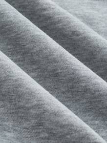 SHEIN MOD Solid Polo Neck Crop Sweatshirt - Light Grey - View 6