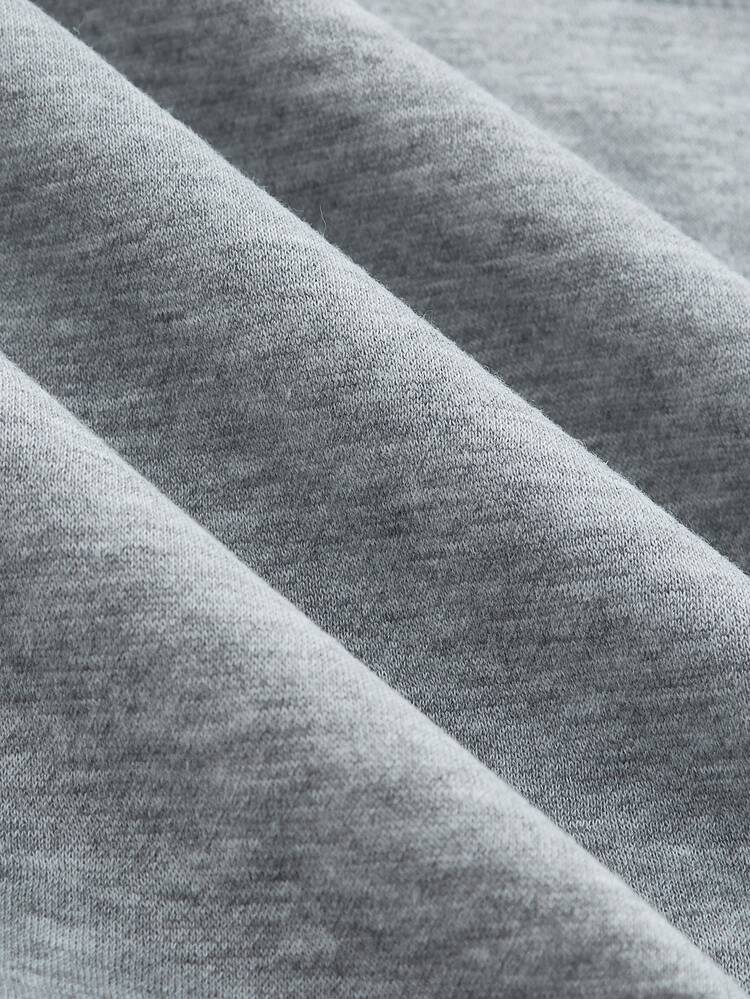 SHEIN MOD Solid Polo Neck Crop Sweatshirt - Light Grey - View 6