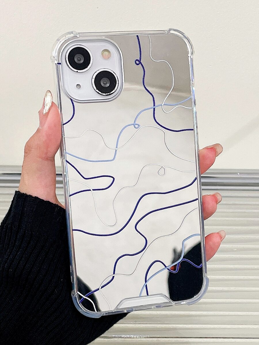 Asymmetrical Line Pattern Anti-Fall Tempered Glass Screen Protector Compatible With IPhone 16/16Pro/16Plus/16Promax/15/14/13/12/11/X/XR/7 - Multicolor - View 1