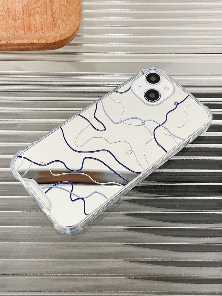 Protector de pantalla de vidrio templado con patrón de línea asimétrica a prueba de caídas compatible con iPhone 16/16Pro/16Plus/16Promax/15/14/13/12/11/X/XR/7 - Multicolor - Añade 3