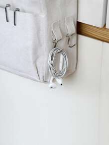 1pc Bedside Hanging Storage Bag, Multifunction Hanging Organizer For Bedroom - White - View 3