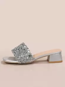 Giày cao gót thời trang đính pha lê trắng mới đa năng dành cho nữ, thích hợp đi làm, đi công tác, tiệc tùng, cưới hỏi - Bạc - Xem 3