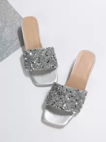 Giày cao gót thời trang đính pha lê trắng mới đa năng dành cho nữ, thích hợp đi làm, đi công tác, tiệc tùng, cưới hỏi - Bạc - Xem 5