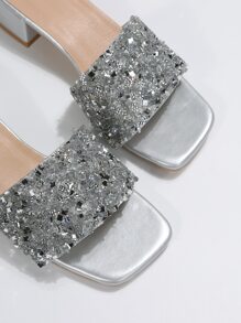 Giày cao gót thời trang đính pha lê trắng mới đa năng dành cho nữ, thích hợp đi làm, đi công tác, tiệc tùng, cưới hỏi - Bạc - Xem 7