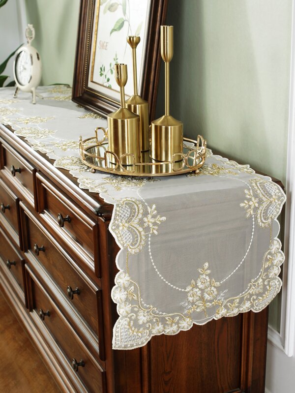 Floral Embroidered Table Runner SHEIN USA