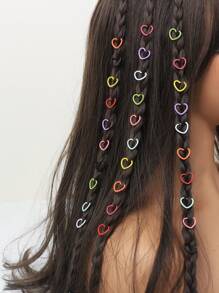 30pcs Colorful Heart Shaped Hair Ties For Women, Fashion Hair Accessories Hair Clips, School Stuff, Head Accessories - Multicolor - View 5