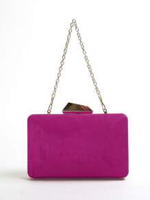 Mini Chain Satin Square Bag - Hot Pink - View 2