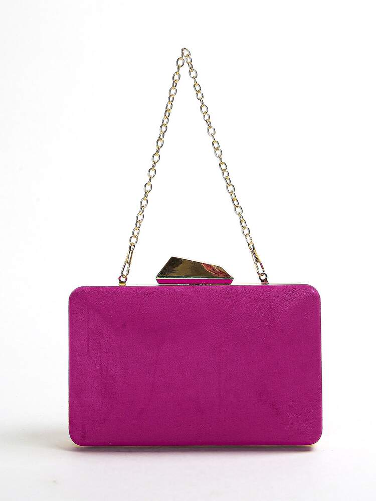 Mini Chain Satin Square Bag - Hot Pink - View 2